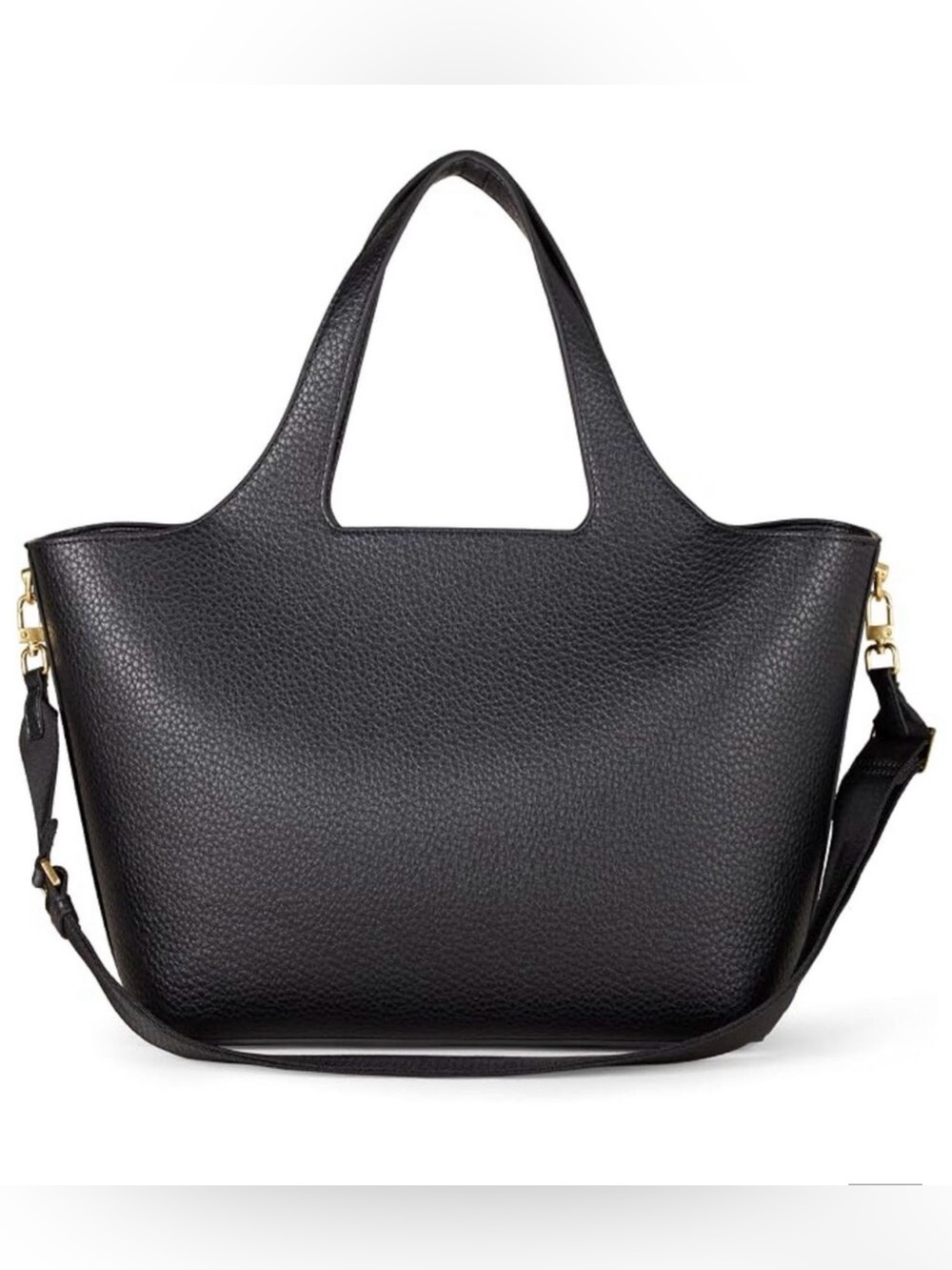 Amazon Essentials Black Pebbled Leather Tote with Detachable Strap
